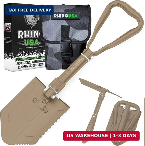 Folding survival shovel - folding, with
